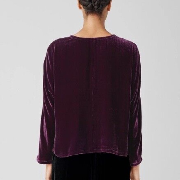 NWT Eileen Fisher Women's Dolman Sleeve Sweater Burgundy Silk Blend V-Neck - Picture 5 of 11